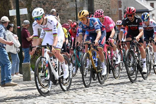 27-04-2025 Liege - Bastogne - Liege; 2025, Uae Team Emirates - Xrg; 2025, Soudal - Quick Step; 2025, Tudor; Pogacar, Tadej; Evenepoel, Remco; Alaphilippe, Julian; Stavelot; 