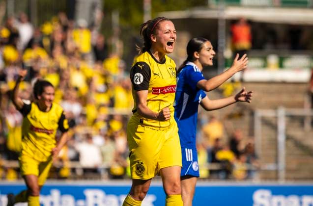 Dortmund, Germany 27th Apr 2025 Goal celebration Marie Grothe BVB Borussia Dortmund BVB Women I FC Schalke 04 27 04 2025