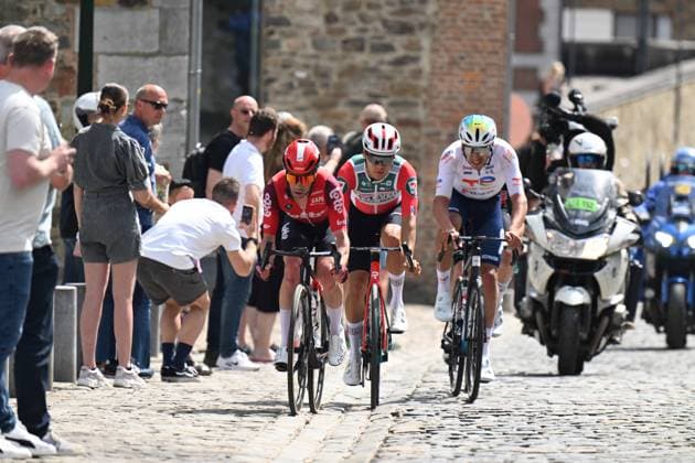 27-04-2025 Liege - Bastogne - Liege; 2025, Lotto; 2025, Uno X Mobility; 2025, Totalenergies; Sepulveda, Eduardo; Loland, Sakarias Koller; Retailleau, Valentin; Stavelot; 