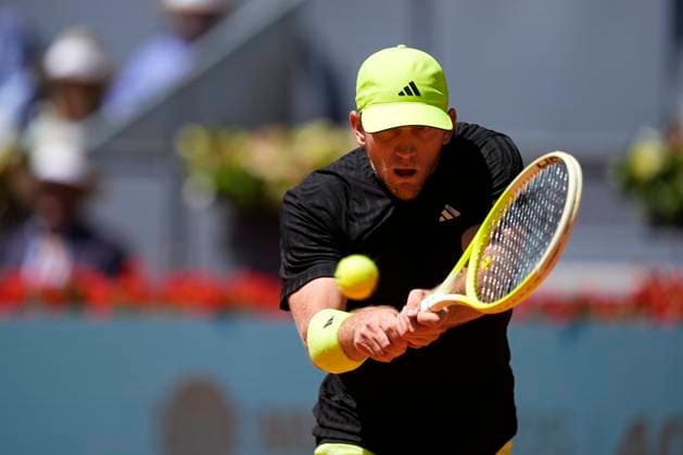 April 27, 2025, Madrid, Madrid, Spain: Alejandro Davidovich Fokina of Spain in action against Alexander Zverev of Germany during the Mutua Madrid Open 2025, ATP, Tennis Herren Masters 1000 and WTA, Tennis Damen 1000 tennis tournament, celebrated at Caja Magica on April 27, 2025 in Madrid, Spain. Madrid Spain - ZUMAa181 20250427_zaa_a181_230 Copyright: xOscarxJ.xBarrosox
