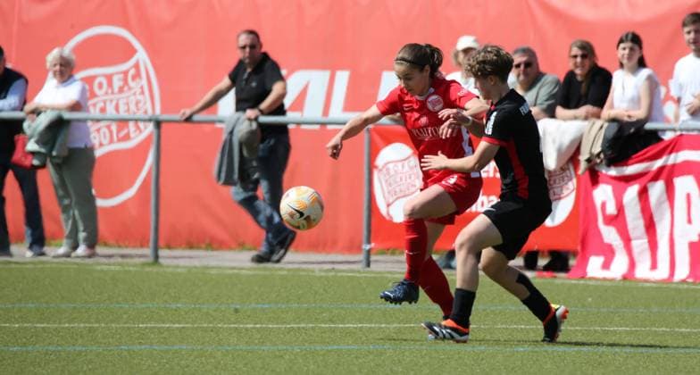 27 04 2025 xmgoodx Offenbach Football Regionalliga Süd Season 2024 2025 Women Kickers Offenbach vs Eintracht Frankfurt U19 Franziska Marie Riepl 3, OFC Women vs Anna Seifert SGE U19