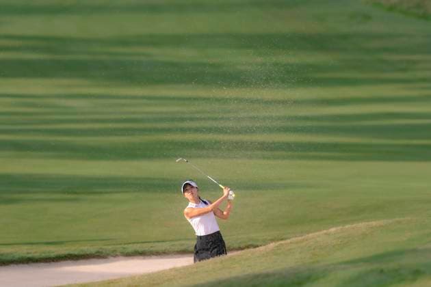 April 27, 2025, The Woodlands, Texas, USA: LYDIA KO (NZL) hits out of the bunker on the 2nd hole during the final round of the 2025 Chevron Championship at The Club at Carlton Woods in The Woodlands, Texas, on Sunday, April 27, 2025. The Woodlands USA - ZUMAp213 20250427_znp_p213_001 Copyright: xLynnxPenningtonx