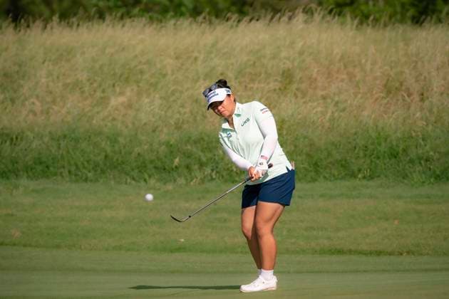 April 27, 2025, The Woodlands, Texas, USA: MEGAN KHANG (USA) chips on the 2nd green during the final round of the 2025 Chevron Championship at The Club at Carlton Woods in The Woodlands, Texas, on Sunday, April 27, 2025. The Woodlands USA - ZUMAp213 20250427_znp_p213_002 Copyright: xLynnxPenningtonx