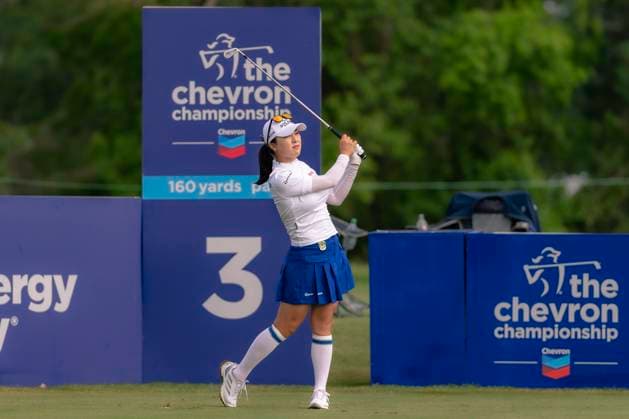 April 27, 2025, The Woodlands, Texas, USA: INA YOON (KOR) tees off on the 3rd hole during the final round of the 2025 Chevron Championship at The Club at Carlton Woods in The Woodlands, Texas, on Sunday, April 27, 2025 The Woodlands USA - ZUMAp213 20250427_znp_p213_015 Copyright: xLynnxPenningtonx