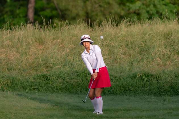 April 27, 2025, The Woodlands, Texas, USA: JENNY SHIN (KOR) chips on the 2nd green during the final round of the 2025 Chevron Championship at The Club at Carlton Woods in The Woodlands, Texas, on Sunday, April 27, 2025. The Woodlands USA - ZUMAp213 20250427_znp_p213_022 Copyright: xLynnxPenningtonx