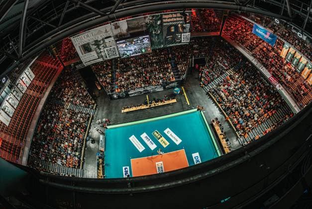 Volleyball Men Season 2024 2025 Volleyball Bundesliga Playoff Final Game 1 BR Volleys vs SVG Lüneburg 27 04 2025 Panorama of the Max Schmeling Halle Berlin Max Schmeling Halle Berlin Germany