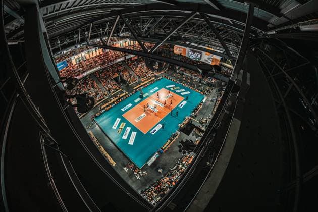 Volleyball Men Season 2024 2025 Volleyball Bundesliga Playoff Final Game 1 BR Volleys vs SVG Lüneburg 27 04 2025 Panorama of the Max Schmeling Halle Berlin Max Schmeling Halle Berlin Germany