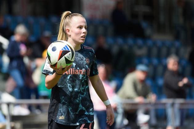 Aschheim, Germany, April 27th, 2025: Laura Gloning (27 FC Bayern Munich II) during the 2. Frauen-Bundesliga match between FC Bayern Munich II and SG 99 Andernach at Sportpark Aschheim, Germany. (Sven Beyrich SPP) Copyright: xSvenxBeyrich SPPx spp-en-SvBe-20250427-D4S_0107