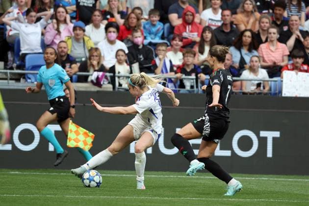 FOOTBALL : Olympique Lyonnais fÃ minin (OL) Vs Arsenal - Ligue des champions - demi finale - 27 04 2025 Ellie Carpenter OL LyonFrance  Copyright: xPILLAUDx