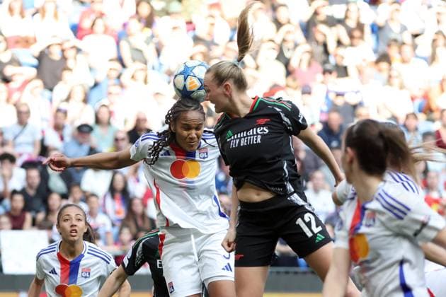 FOOTBALL : Olympique Lyonnais fÃ minin (OL) Vs Arsenal - Ligue des champions - demi finale - 27 04 2025 Wendie Renard ( OL) et Frida Maanum Arsenal LyonFrance  Copyright: xPILLAUDx