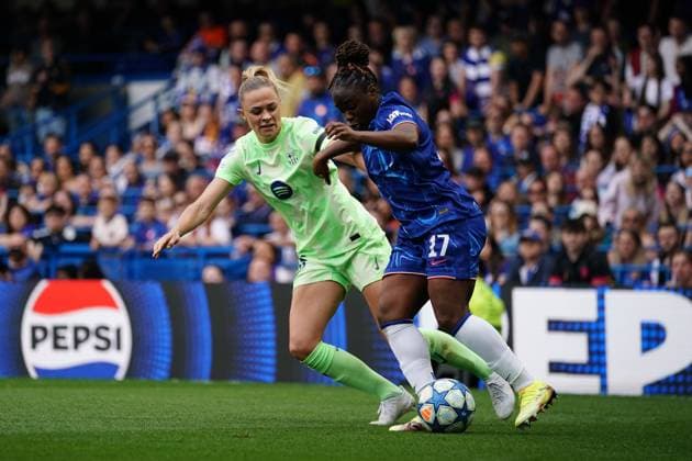 Sandy Baltimore of Chelsea during the UEFA Women s Champions League match between Chelsea Women and Barcelona at Stamford Bridge, London, England on 27 April 2025.  Copyright: xCharliexCarterx PMI-6845-0089
