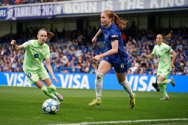 Sjoeke Nüsken of Chelsea during the UEFA Women s Champions League match between Chelsea Women and Barcelona at Stamford Bridge, London, England on 27 April 2025.  Copyright: xCharliexCarterx PMI-6845-0149