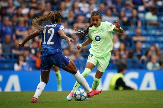 Vicky Lopez of Barcelona during the UEFA Women s Champions League match between Chelsea Women and Barcelona at Stamford Bridge, London, England on 27 April 2025.  Copyright: xCharliexCarterx PMI-6845-0120