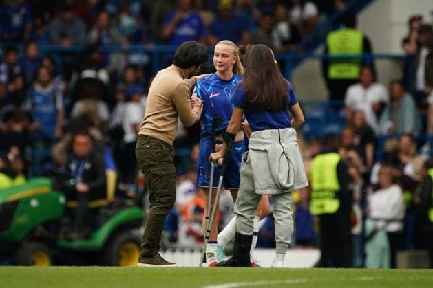 Aggie Beever-Jones of Chelsea during the UEFA Women s Champions League match between Chelsea Women and Barcelona at Stamford Bridge, London, England on 27 April 2025.  Copyright: xCharliexCarterx PMI-6845-0129