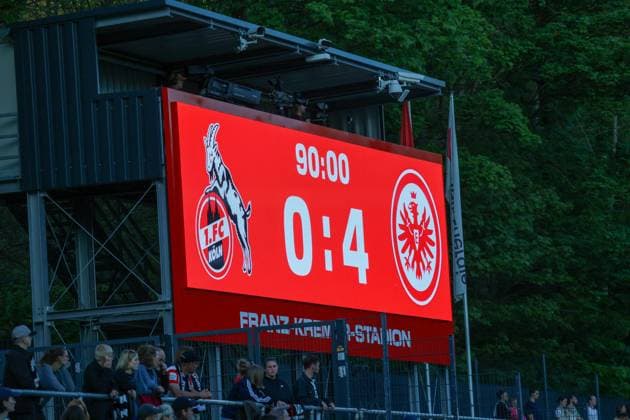 Cologne, Germany 27 April 2025 1 BL Women 2024 2025 1 FC Köln vs Eintracht Frankfurt In the picture Symbol image Final score between 1 FC Köln and Eintracht Frankfurt DFB regulations prohibit any use of photographs as image sequences and or quasi video Rhein Energie Stadion Nordrhein Westfalen Copyright: xFotostandx xFantinix