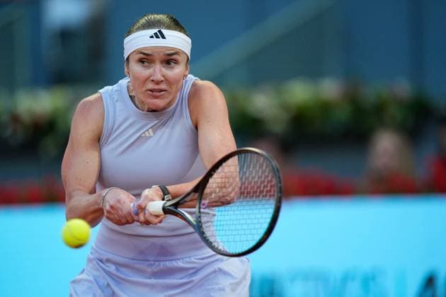 April 27, 2025, Madrid, Madrid, Spain: Elina Svitolina of Ukraine plays against Elena Rybakina of Kazakhstan during the Mutua Madrid Open 2025, ATP, Tennis Herren Masters 1000 and WTA, Tennis Damen 1000, tennis tournament celebrated at Caja Magica on April 27, 2025 in Madrid, Spain. Madrid Spain - ZUMAOpen 20250427_zaa_a181_379 Copyright: xDennisxAgyemanx