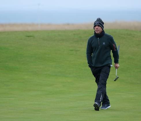 UK: The Alfred Dunhill Links Championship at Kingsbarns, St Andrews, Scotland on 30 September 2022 Pictured: Ex-footballer Gianfranco Zola on the 9th fairway at Kingsbarns during the second round of the Alfred Dunhill Links Championship 2022 St Andrews Fife Scotland Copyright: xAlexxToddx