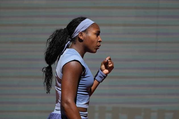 April 28, 2025, Madrid, Madrid, Spain: COCO GAUFF of USA against BELINDA BENCIC of Swiss during the Women s Round of 16 match on Day Seven of the Mutua Madrid Open at La Caja Magica. Gauff wins 6-4, 6-2. Madrid Spain - ZUMAd308 20250428_zsp_d308_017 Copyright: xJuanxCarlosxLucasx