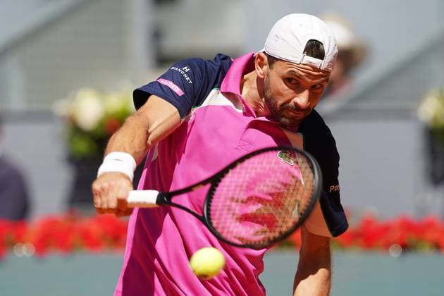 Sport Bilder des Tages MADRID OPEN TENNIS 2025. ATP, Tennis Herren DIMITROV v FEARNLEY. Grigor Dimitrov, Bulgaria, during Madrid Open Tennis 2025 match. April 28, 2025.(ALTERPHOTOS Acero) MadridSpain  Copyright: xAcerox