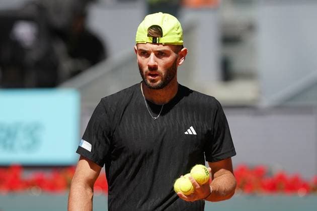MADRID OPEN TENNIS 2025. ATP, Tennis Herren DIMITROV (BUL) v FEARNLEY (GBR). Jacob Fearnley, Great Britain, during Madrid Open Tennis 2025 match. April 28, 2025.(ALTERPHOTOS Acero) MadridSpain  Copyright: xAcerox
