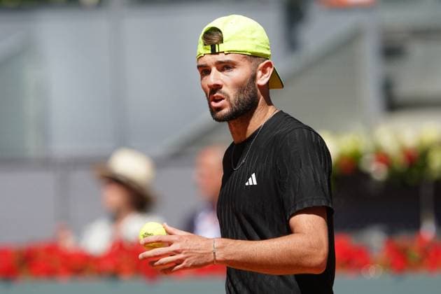MADRID OPEN TENNIS 2025. ATP, Tennis Herren DIMITROV (BUL) v FEARNLEY (GBR). Jacob Fearnley, Great Britain, during Madrid Open Tennis 2025 match. April 28, 2025.(ALTERPHOTOS Acero) MadridSpain  Copyright: xAcerox