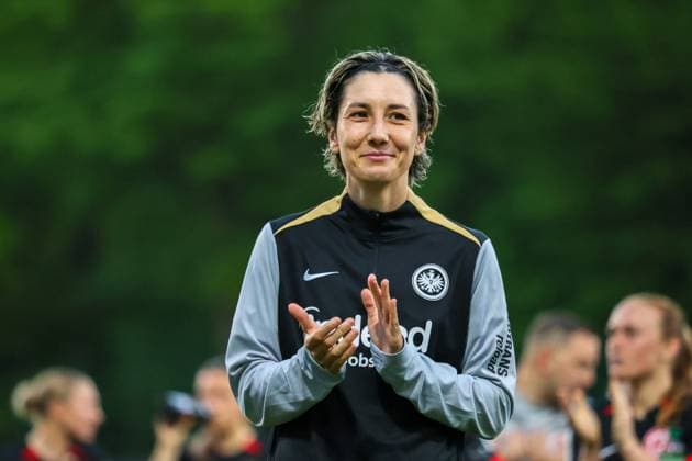 Cologne, Germany 27 April 2025 1 BL Women 2024 2025 1 FC Köln vs Eintracht Frankfurt In picture Sara Doorsoun Eintracht Frankfurt DFB regulations prohibit any use of photographs as image sequences and or quasi video Rhein Energie Stadion Nordrhein Westfalen Copyright: xFotostandx xFantinix