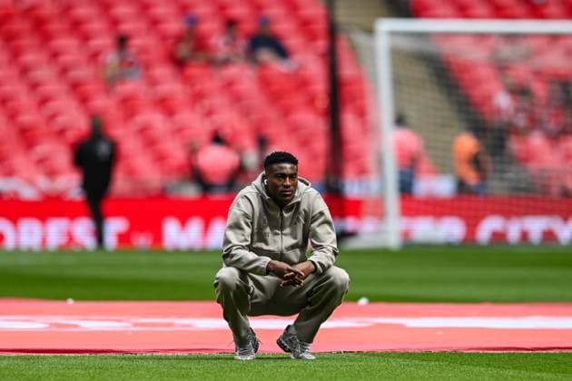Nottingham Forest v Manchester City Emirates FA Cup Taiwo Awoniyi of Nottingham Forest before the Emirates FA Cup Semi-final match at Wembley Stadium, London UK Newspapers OUT Copyright: xKarlxVallantinex FIL-21754-0148