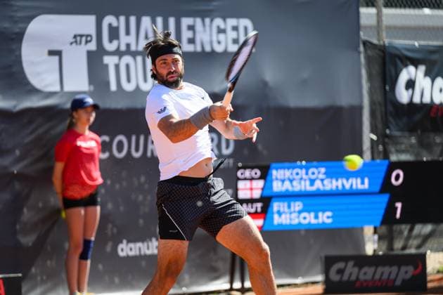 TENNIS - ATP, Tennis Herren DANUBE Upper Austria Open MAUTHAUSEN,AUSTRIA,29.APR.25 - TENNIS - ATP Challenger Tour, DANUBE Upper Austria Open. Image shows Nikoloz Basilashvili (GEO).  GEPAxpictures xChristianxMoser