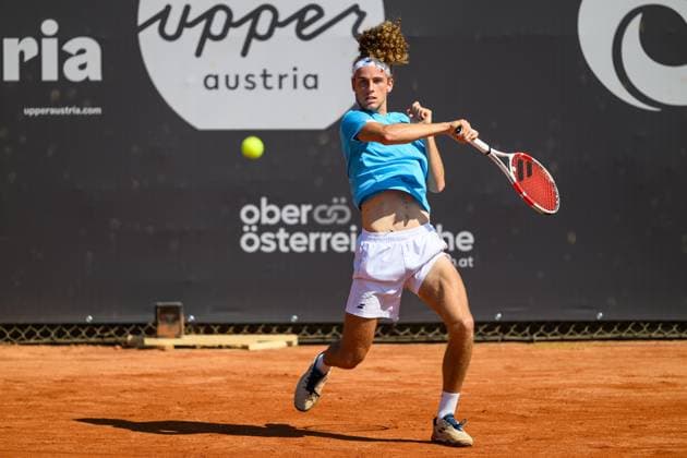 Sport Bilder des Tages TENNIS - ATP, Tennis Herren DANUBE Upper Austria Open MAUTHAUSEN,AUSTRIA,29.APR.25 - TENNIS - ATP Challenger Tour, DANUBE Upper Austria Open. Image shows Mika Brunold (SUI).  GEPAxpictures xChristianxMoser