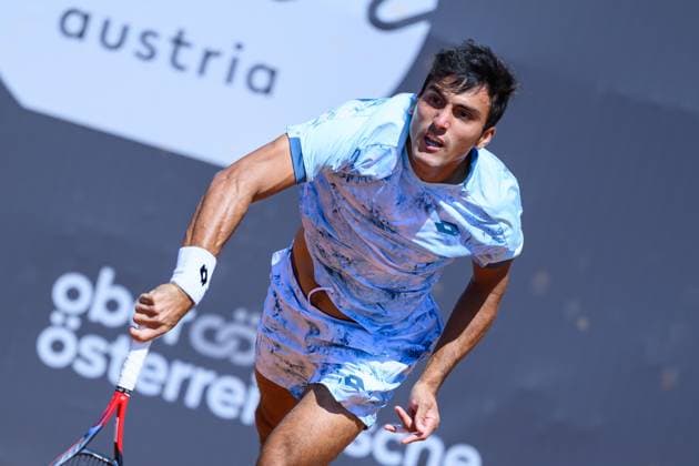 TENNIS - ATP, Tennis Herren DANUBE Upper Austria Open MAUTHAUSEN,AUSTRIA,29.APR.25 - TENNIS - ATP Challenger Tour, DANUBE Upper Austria Open. Image shows Roman Andres Burruchaga (ARG).  GEPAxpictures xChristianxMoser