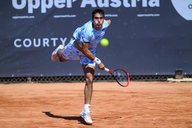 TENNIS - ATP, Tennis Herren DANUBE Upper Austria Open MAUTHAUSEN,AUSTRIA,29.APR.25 - TENNIS - ATP Challenger Tour, DANUBE Upper Austria Open. Image shows Roman Andres Burruchaga (ARG).  GEPAxpictures xChristianxMoser