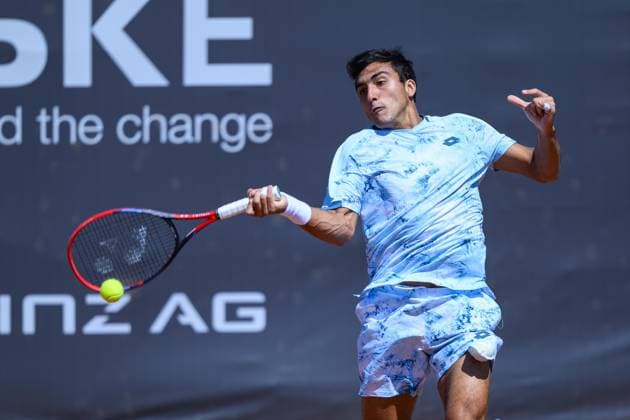 TENNIS - ATP, Tennis Herren DANUBE Upper Austria Open MAUTHAUSEN,AUSTRIA,29.APR.25 - TENNIS - ATP Challenger Tour, DANUBE Upper Austria Open. Image shows Roman Andres Burruchaga (ARG).  GEPAxpictures xChristianxMoser