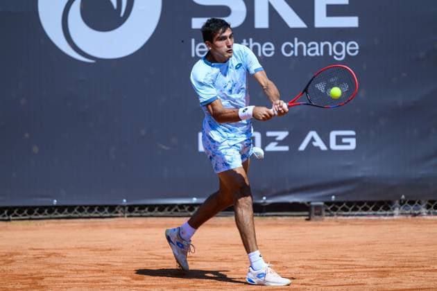 TENNIS - ATP, Tennis Herren DANUBE Upper Austria Open MAUTHAUSEN,AUSTRIA,29.APR.25 - TENNIS - ATP Challenger Tour, DANUBE Upper Austria Open. Image shows Roman Andres Burruchaga (ARG).  GEPAxpictures xChristianxMoser