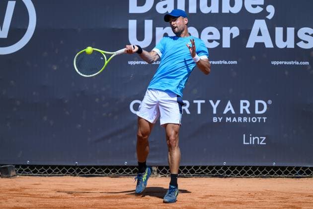TENNIS - ATP, Tennis Herren DANUBE Upper Austria Open MAUTHAUSEN,AUSTRIA,29.APR.25 - TENNIS - ATP Challenger Tour, DANUBE Upper Austria Open. Image shows Dimitar Kuzmanov (BUL).  GEPAxpictures xChristianxMoser