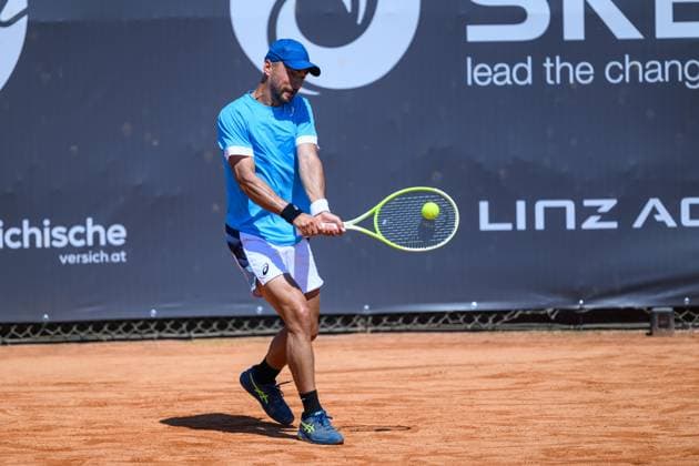 TENNIS - ATP, Tennis Herren DANUBE Upper Austria Open MAUTHAUSEN,AUSTRIA,29.APR.25 - TENNIS - ATP Challenger Tour, DANUBE Upper Austria Open. Image shows Dimitar Kuzmanov (BUL).  GEPAxpictures xChristianxMoser