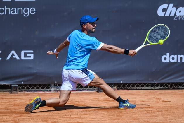 TENNIS - ATP, Tennis Herren DANUBE Upper Austria Open MAUTHAUSEN,AUSTRIA,29.APR.25 - TENNIS - ATP Challenger Tour, DANUBE Upper Austria Open. Image shows Dimitar Kuzmanov (BUL).  GEPAxpictures xChristianxMoser