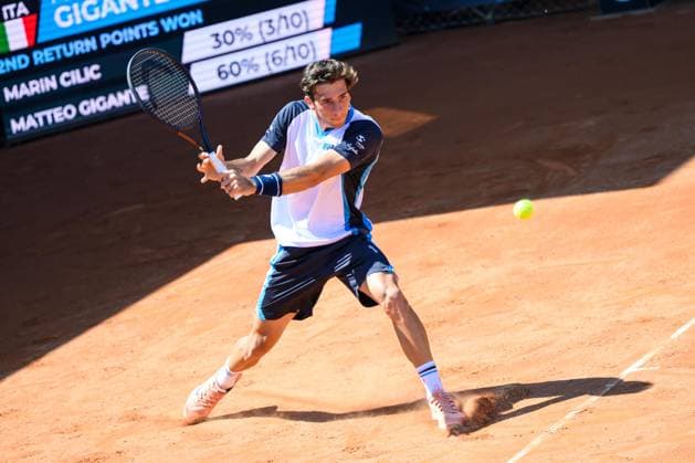 TENNIS - ATP, Tennis Herren DANUBE Upper Austria Open MAUTHAUSEN,AUSTRIA,29.APR.25 - TENNIS - ATP Challenger Tour, DANUBE Upper Austria Open. Image shows Matteo Gigante (ITA).  GEPAxpictures xChristianxMoser