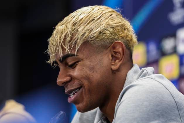April 29, 2025, Sant Joan Despi, Barcelona, SPAIN: Lamine Yamal of FC Barcelona, Barca attends his press conference, PK, Pressekonferenz during the training day of FC Barcelona ahead the UEFA Champions League, football match against FC Internazionale Milano at Ciudad Esportiva Joan Gamper on April 29, 2025 in Sant Joan Despi, Barcelona, Spain. Sant Joan Despi SPAIN - ZUMAa181 20250429_zaa_a181_058 Copyright: xJavierxBorregox
