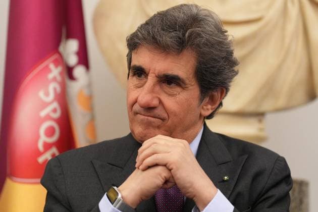 Urbano Cairo during the Presentation of the Grand Arrival of Giro d Italia 108 in Rome, Italy - Tuesday April 29, 2025 - cycling ( Photo by Alfredo Falcone LaPresse )  Copyright: xAlfredoxFalcone LaPressex