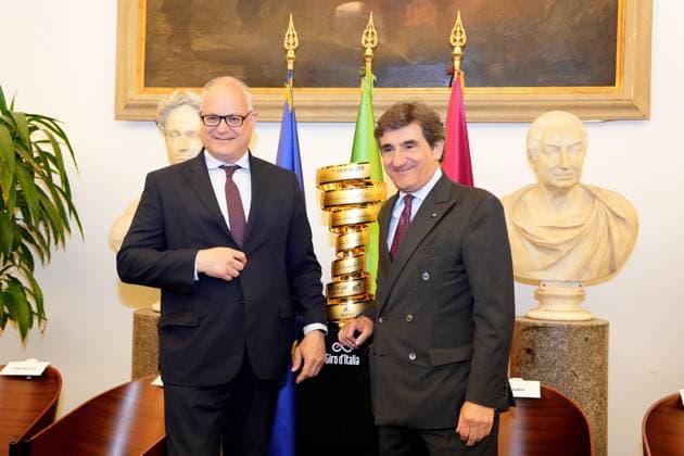Roberto Gualtieri Urbano Cairo during the Presentation of the Grand Arrival of Giro d Italia 108 in Rome, Italy - Tuesday April 29, 2025 - cycling ( Photo by Alfredo Falcone LaPresse )  Copyright: xAlfredoxFalcone LaPressex