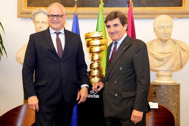 Roberto Gualtieri Urbano Cairo during the Presentation of the Grand Arrival of Giro d Italia 108 in Rome, Italy - Tuesday April 29, 2025 - cycling ( Photo by Alfredo Falcone LaPresse )  Copyright: xAlfredoxFalcone LaPressex
