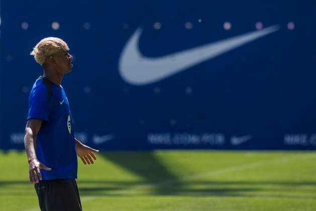 FC Barcelona, Barca training Lamine Yamal of FC Barcelona gestures during the training of FC Barcelona on the eve of the UEFA Champions League 2024 25 semi-final first leg football match against FC Internazionale. Sant Joan Despi Spain Copyright: xNicolòxCampox