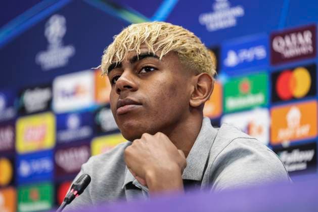 April 29, 2025, Sant Joan Despi, Barcelona, SPAIN: Lamine Yamal of FC Barcelona, Barca attends his press conference, PK, Pressekonferenz during the training day of FC Barcelona ahead the UEFA Champions League, football match against FC Internazionale Milano at Ciudad Esportiva Joan Gamper on April 29, 2025 in Sant Joan Despi, Barcelona, Spain. Sant Joan Despi SPAIN - ZUMAa181 20250429_zaa_a181_060 Copyright: xJavierxBorregox