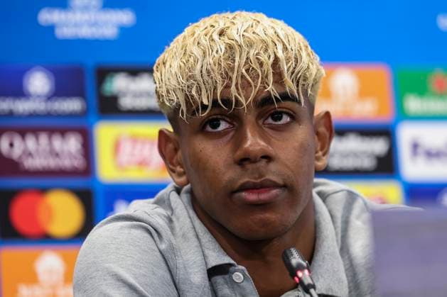 April 29, 2025, Sant Joan Despi, Barcelona, SPAIN: Lamine Yamal of FC Barcelona, Barca attends his press conference, PK, Pressekonferenz during the training day of FC Barcelona ahead the UEFA Champions League, football match against FC Internazionale Milano at Ciudad Esportiva Joan Gamper on April 29, 2025 in Sant Joan Despi, Barcelona, Spain. Sant Joan Despi SPAIN - ZUMAa181 20250429_zaa_a181_067 Copyright: xJavierxBorregox