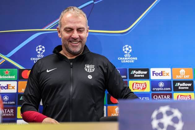 April 29, 2025, Sant Joan Despi, Barcelona, SPAIN: Hansi Flick, head coach of FC Barcelona, Barca attends his press conference, PK, Pressekonferenz during the training day of FC Barcelona ahead the UEFA Champions League, football match against FC Internazionale Milano at Ciudad Esportiva Joan Gamper on April 29, 2025 in Sant Joan Despi, Barcelona, Spain. Sant Joan Despi SPAIN - ZUMAa181 20250429_zaa_a181_076 Copyright: xJavierxBorregox