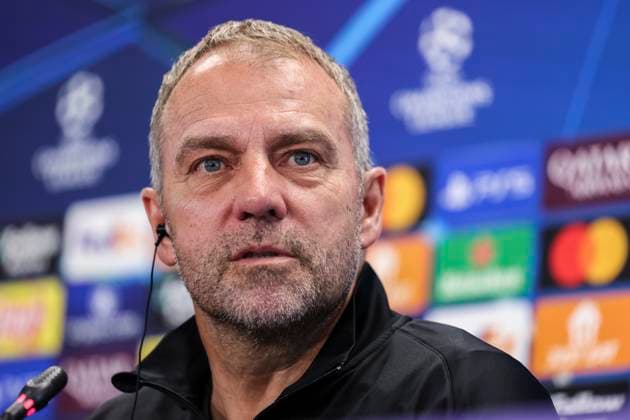 April 29, 2025, Sant Joan Despi, Barcelona, SPAIN: Hansi Flick, head coach of FC Barcelona, Barca attends his press conference, PK, Pressekonferenz during the training day of FC Barcelona ahead the UEFA Champions League, football match against FC Internazionale Milano at Ciudad Esportiva Joan Gamper on April 29, 2025 in Sant Joan Despi, Barcelona, Spain. Sant Joan Despi SPAIN - ZUMAa181 20250429_zaa_a181_081 Copyright: xJavierxBorregox