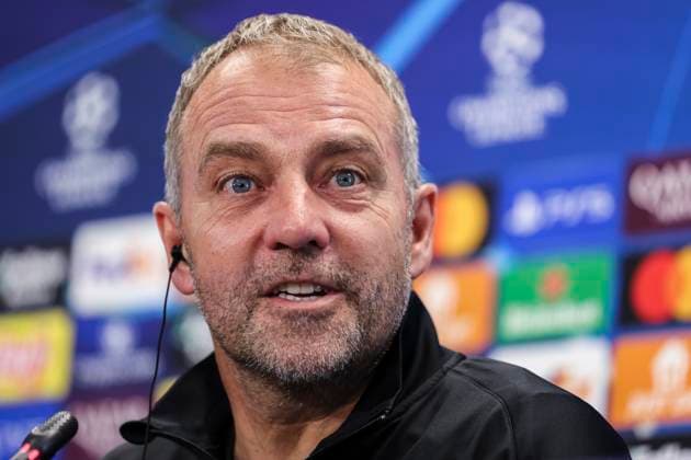 April 29, 2025, Sant Joan Despi, Barcelona, SPAIN: Hansi Flick, head coach of FC Barcelona, Barca attends his press conference, PK, Pressekonferenz during the training day of FC Barcelona ahead the UEFA Champions League, football match against FC Internazionale Milano at Ciudad Esportiva Joan Gamper on April 29, 2025 in Sant Joan Despi, Barcelona, Spain. Sant Joan Despi SPAIN - ZUMAa181 20250429_zaa_a181_082 Copyright: xJavierxBorregox