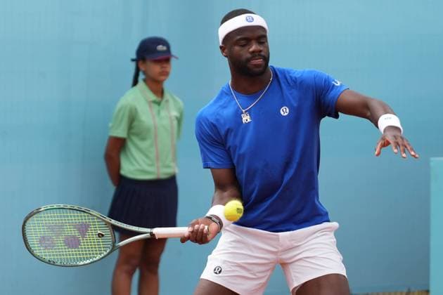 TENNIS - MUTUA MADRID OPEN 2025 Frances Tiafoe of Etats-Unis during the Mutua Madrid Open 2025, ATP, Tennis Herren Masters 1000 and WTA, Tennis Damen 1000, tennis tournament on 29 April 2025 at Caja Magica in Madrid, Spain - Photo Laurent Lairys PSNEWZ MadridSpain  Copyright: xLaurentxLairysx