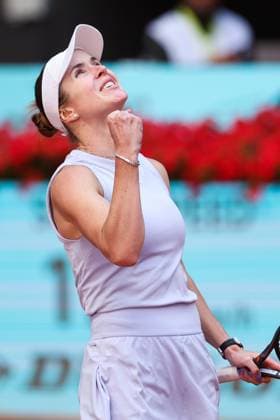 April 29, 2025, Madrid, Madrid, Spain: Elina Svitolina of Ukraine celebrates after winning against Maria Sakkari of Greece during the Mutua Madrid Open 2025, ATP, Tennis Herren Masters 1000 and WTA, Tennis Damen 1000 tennis tournament, celebrated at Caja Magica on April 29, 2025 in Madrid, Spain. Madrid Spain - ZUMAa181 20250429_zaa_a181_212 Copyright: xIrinaxR.xHipolitox
