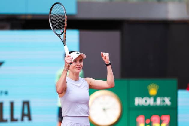 April 29, 2025, Madrid, Madrid, Spain: Elina Svitolina of Ukraine celebrates after winning against Maria Sakkari of Greece during the Mutua Madrid Open 2025, ATP, Tennis Herren Masters 1000 and WTA, Tennis Damen 1000 tennis tournament, celebrated at Caja Magica on April 29, 2025 in Madrid, Spain. Madrid Spain - ZUMAa181 20250429_zaa_a181_208 Copyright: xIrinaxR.xHipolitox